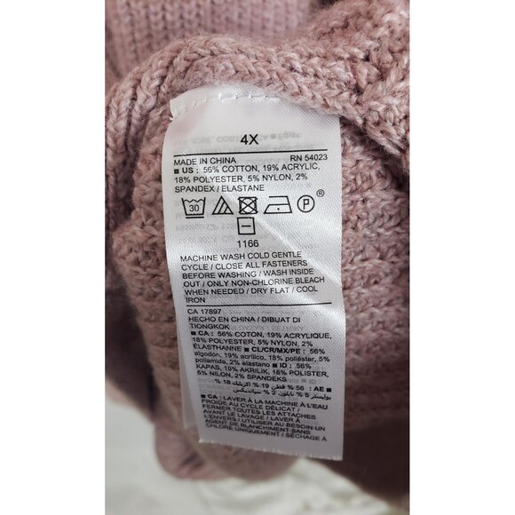 Old Navy Sweater Womens Plus 4X Mauve Henley Button Long Pullover Rib Knit - Picture 6 of 6